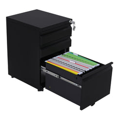 EKKIO 3 Drawer Mobile File Cabinet with Lock (Black) EK-FCD-100-XM Furniture > Office V227-2997101000991 Online Furniture