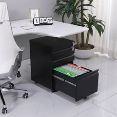 EKKIO 3 Drawer Mobile File Cabinet with Lock (Black) EK-FCD-100-XM Furniture > Office V227-2997101000991 Online Furniture