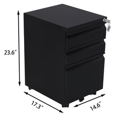 EKKIO 3 Drawer Mobile File Cabinet with Lock (Black) EK-FCD-100-XM Furniture > Office V227-2997101000991 Online Furniture