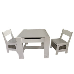 EKKIO 3PCS Kids Table and Chairs Set with Black Chalkboard (Grey) EK-KTCS-102-RHH Baby & Kids > Kid's Furniture V227-2997402106080 Online Furniture