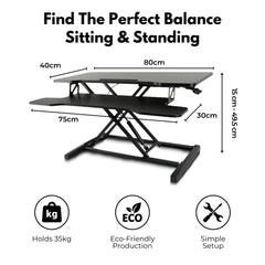 EKKIO Adjustable Standing Desk Riser with Gas Spring (Black) EK-DSR-100-MS Furniture > Office V227-2997386001994 Online Furniture