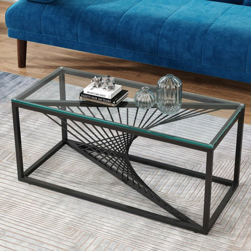 Eleganza Glass Enclave Coffee Table Furniture > Living Room > Coffee Tables V264-TAB-728S-BLK-NA-1 Online Furniture