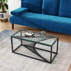 Eleganza Glass Enclave Coffee Table Furniture > Living Room > Coffee Tables V264-TAB-728S-BLK-NA-1 Online Furniture