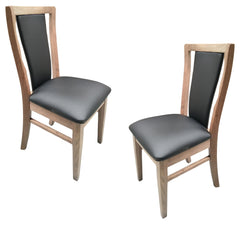 Fairmont 2pc Set Dining Chair PU Leather Seat Padded Back Solid Oak Timber Wood Furniture > Dining V315-CLRP01-PUB-SMK-2PC-KIT Online Furniture