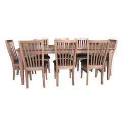 Fairmont 9pc Set 210cm Dining Table Chair PU Leather Seat Slat Back Oak Wood Furniture > Dining V315-CLDT02-RS-PUB-S-KIT Online Furniture