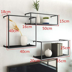 Floating Shelves Retro Industrial Ledge Black Metal Display Stand Furniture > Office V63-842531 Online Furniture