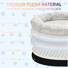 Fluffy Donut-Shaped Pet Bed- Soft, Cozy, and Anti-Anxiety for Dogs and Cats, Machine Washable  Apricot Size:L 90*65*20cm Pet Care > Dog Supplies > Dog Beds V888-ELOSUNG10244 Online Furniture