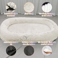 Fluffy Donut-Shaped Pet Bed- Soft, Cozy, and Anti-Anxiety for Dogs and Cats, Machine Washable  Apricot Size:L 90*65*20cm Pet Care > Dog Supplies > Dog Beds V888-ELOSUNG10244 Online Furniture