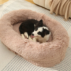 Fluffy Donut-Shaped Pet Bed- Soft, Cozy, and Anti-Anxiety for Dogs and Cats, Machine Washable  Beige Brown Size:L 90*65*20cm Pet Care > Dog Supplies > Dog Beds V888-ELOSUNG10229 Online Furniture