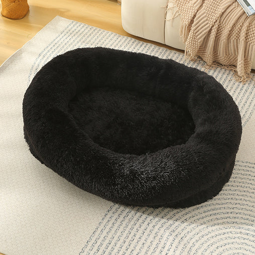 Fluffy Donut-Shaped Pet Bed- Soft, Cozy, and Anti-Anxiety for Dogs and Cats, Machine Washable  Black Size:M 75*55*18cm Pet Care > Dog Supplies > Dog Beds V888-ELOSUNG10255 Online Furniture