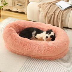 Fluffy Donut-Shaped Pet Bed- Soft, Cozy, and Anti-Anxiety for Dogs and Cats, Machine Washable  blush pink  Size:L 90*65*20cm Pet Care > Dog Supplies > Dog Beds V888-ELOSUNG10238 Online Furniture