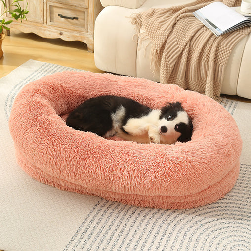 Fluffy Donut-Shaped Pet Bed- Soft, Cozy, and Anti-Anxiety for Dogs and Cats, Machine Washable  blush pink  Size:M 75*55*18cm Pet Care > Dog Supplies > Dog Beds V888-ELOSUNG10237 Online Furniture