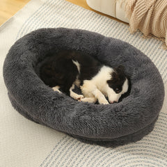 Fluffy Donut-Shaped Pet Bed- Soft, Cozy, and Anti-Anxiety for Dogs and Cats, Machine Washable Dark Gray  Size:L 90*65*20cm Pet Care > Dog Supplies > Dog Beds V888-ELOSUNG10223 Online Furniture