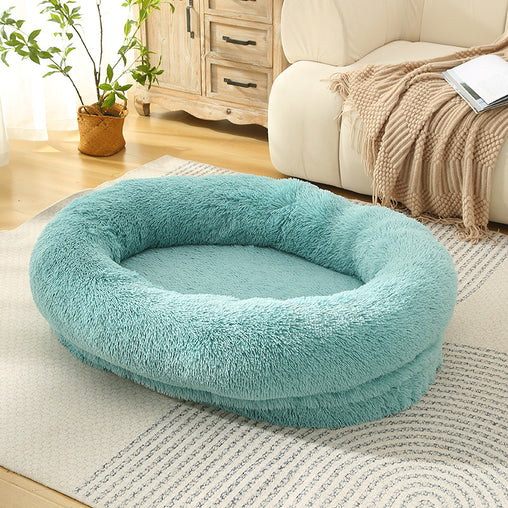 Fluffy Donut-Shaped Pet Bed- Soft, Cozy, and Anti-Anxiety for Dogs and Cats, Machine Washable  Emerald Green  Size:L 90*65*20cm Pet Care > Dog Supplies > Dog Beds V888-ELOSUNG10253 Online Furniture