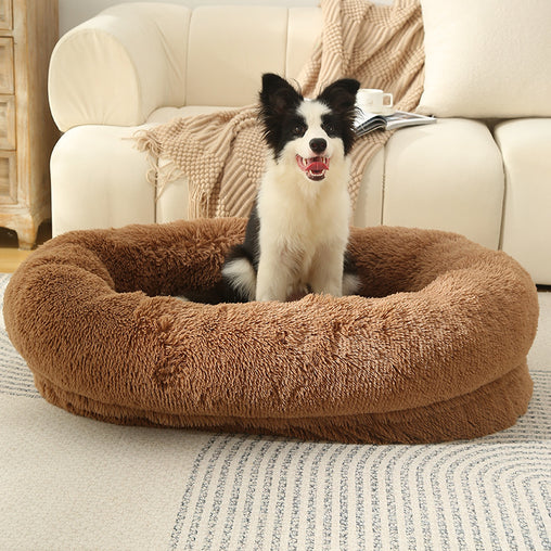 Fluffy Donut-Shaped Pet Bed- Soft, Cozy, and Anti-Anxiety for Dogs and Cats, Machine Washable  khaki  Size:S 60*15*18cm Pet Care > Dog Supplies > Dog Beds V888-ELOSUNG10233 Online Furniture