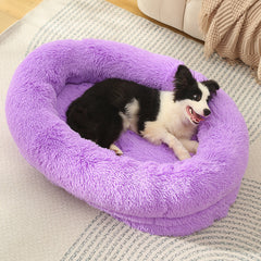 Fluffy Donut-Shaped Pet Bed- Soft, Cozy, and Anti-Anxiety for Dogs and Cats, Machine Washable  Purple  Size:L 90*65*20cm Pet Care > Dog Supplies > Dog Beds V888-ELOSUNG10247 Online Furniture