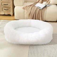 Fluffy Donut-Shaped Pet Bed- Soft, Cozy, and Anti-Anxiety for Dogs and Cats, Machine Washable  White Size:L 90*65*20cm Pet Care > Dog Supplies > Dog Beds V888-ELOSUNG10259 Online Furniture