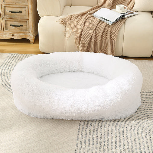 Fluffy Donut-Shaped Pet Bed- Soft, Cozy, and Anti-Anxiety for Dogs and Cats, Machine Washable  White Size:M 75*55*18cm Pet Care > Dog Supplies > Dog Beds V888-ELOSUNG10258 Online Furniture