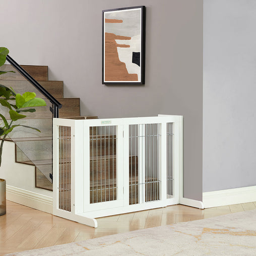 Freestanding Retractable Dog Barrier with Gate Large Pet Care > Dog Supplies V568-GMW-1711-WL Online Furniture