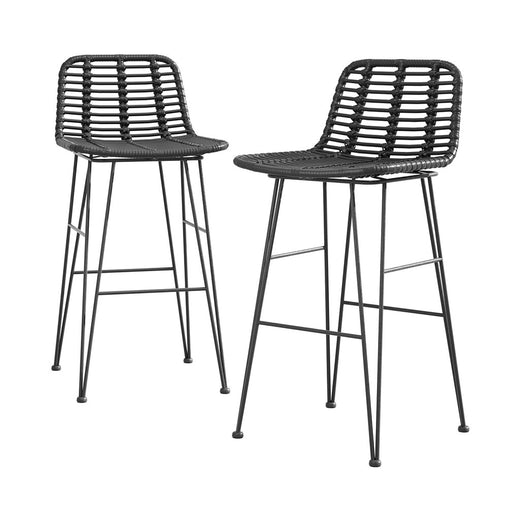 Gardeon 2x Outdoor Bar Stools Rattan Black Furniture > Bar Stools & Chairs > Table & Bar Stools ODF-BA-TW-RATTAN-BK-X2 Online Furniture