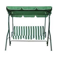 Gardeon Outdoor Swing Chair Garden Bench Furniture Canopy 3 Seater White Green Furniture > Outdoor > Outdoor Benches GSC-BST-3S-GNWH Online Furniture