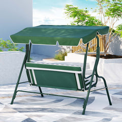 Gardeon Outdoor Swing Chair Garden Bench Furniture Canopy 3 Seater White Green Furniture > Outdoor > Outdoor Benches GSC-BST-3S-GNWH Online Furniture