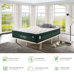 Green Tea Cool Gel Memory Foam Mattress 36cm 5 Zone Queen Furniture > Mattresses V80-DD-36153SG Online Furniture