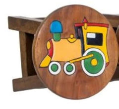 Hand Carved Children's Chair Stool Wooden Train Locomotive Theme Furniture > Bar Stools & Chairs > Table & Bar Stools V277-HCCCSWTLT Online Furniture