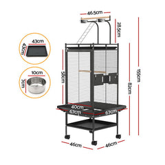 i.Pet Bird Cage Large Cages 155cm Parrot Aviary Stand-Alone Budgie Wheels Castor Pet Care > Bird > Bird Cages & Stands PET-BIRDCAGE-H155-BK Online Furniture