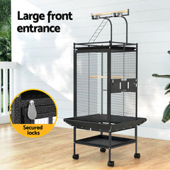 i.Pet Bird Cage Large Cages 155cm Parrot Aviary Stand-Alone Budgie Wheels Castor Pet Care > Bird > Bird Cages & Stands PET-BIRDCAGE-H155-BK Online Furniture