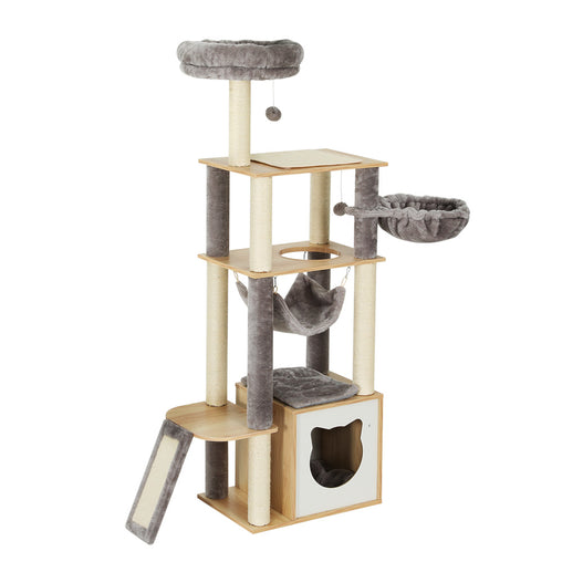 i.Pet Cat Tree 152cm Tower Scratching Post Scratcher Wood Bed Condo Toys House Ladder Pet Care > Cat Supplies PET-CAT-WOOD01-GR Online Furniture