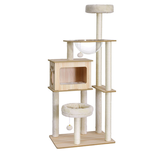 i.Pet Cat Tree Tower Scratching Post Scratcher 142cm Wood Bed Condo House Pet Care > Cat Supplies > Cat Furniture PET-CAT-WOOD142-BE Online Furniture