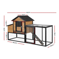 i.Pet Chicken Coop Rabbit Hutch Extra Large Wooden Run Cage Bunny House Outdoor Pet Care > Coops & Hutches > Small Animal Habitats & Cages PET-CH-192-BK-AB Online Furniture