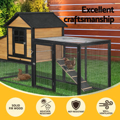 i.Pet Chicken Coop Rabbit Hutch Extra Large Wooden Run Cage Bunny House Outdoor Pet Care > Coops & Hutches > Small Animal Habitats & Cages PET-CH-192-BK-AB Online Furniture