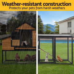 i.Pet Chicken Coop Rabbit Hutch Extra Large Wooden Run Cage Bunny House Outdoor Pet Care > Coops & Hutches > Small Animal Habitats & Cages PET-CH-192-BK-AB Online Furniture