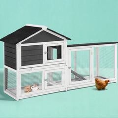 i.Pet Chicken Coop Rabbit Hutch Extra Large Wooden Run Cage House With Run Cage Pet Care > Coops & Hutches > Small Animal Habitats & Cages PET-CH-3TRAY-GR-AB Online Furniture