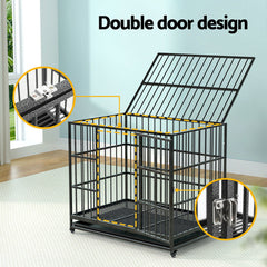 i.Pet Dog Cage Crate Large Puppy Cat Anti-Bite Pet Kennel Wheels w/Tray Metal Pet Care > Coops & Hutches > Small Animal Habitats & Cages PET-DOG-CAGE-95 Online Furniture