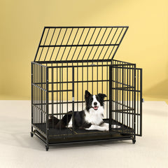 i.Pet Dog Cage Crate Large Puppy Cat Anti-Bite Pet Kennel Wheels w/Tray Metal Pet Care > Coops & Hutches > Small Animal Habitats & Cages PET-DOG-CAGE-95 Online Furniture