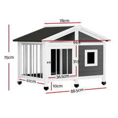 i.Pet Dog Kennel House Large Wooden Outdoor Pet Kennels Indoor Puppy Cabin Home Pet Care > Dog Supplies PET-GT-DH72-GR Online Furniture