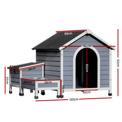 i.Pet Dog Kennel House Large Wooden Outdoor Pet Kennels Indoor Puppy Cabin Pet Care > Dog Supplies > Dog Kennels PET-GT-DH990-GR-AB Online Furniture