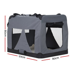 i.Pet Pet Carrier Soft Crate Dog Cat Travel 121x80CM Portable Foldable Car 4XL Pet Care > Cat Supplies > Cat Carriers & Crates PET-CARRIER-4XL-GR Online Furniture