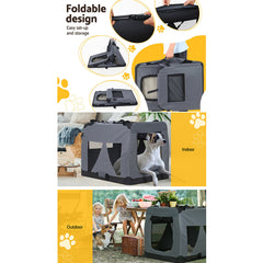 i.Pet Pet Carrier Soft Crate Dog Cat Travel 121x80CM Portable Foldable Car 4XL Pet Care > Cat Supplies > Cat Carriers & Crates PET-CARRIER-4XL-GR Online Furniture