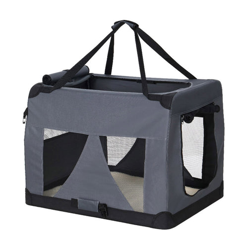 i.Pet Pet Carrier Soft Crate Dog Cat Travel 82x58CM Portable Foldable Car XL Pet Care > Cat Supplies > Cat Carriers & Crates PET-CARRIER-XL-GR Online Furniture