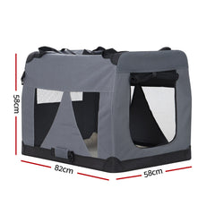 i.Pet Pet Carrier Soft Crate Dog Cat Travel 82x58CM Portable Foldable Car XL Pet Care > Cat Supplies > Cat Carriers & Crates PET-CARRIER-XL-GR Online Furniture