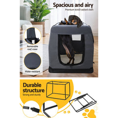 i.Pet Pet Carrier Soft Crate Dog Cat Travel 82x58CM Portable Foldable Car XL Pet Care > Cat Supplies > Cat Carriers & Crates PET-CARRIER-XL-GR Online Furniture