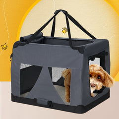 i.Pet Pet Carrier Soft Crate Dog Cat Travel 82x58CM Portable Foldable Car XL Pet Care > Cat Supplies > Cat Carriers & Crates PET-CARRIER-XL-GR Online Furniture