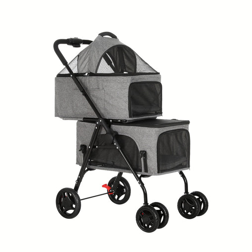 i.Pet Pet Stroller 2-tier Dog Pram Large Cat Carrier Travel Pushchair Foldable Pet Care > Dog Supplies PET-STROLLER-2T-SLGR Online Furniture