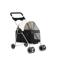 i.Pet Pet Stroller Pram Dog Cat Carrier Cage Large Travel Pushchair Foldable 4 Wheels Pet Care > Dog Supplies PET-STROLLER-92-BW Online Furniture