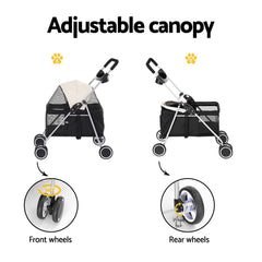 i.Pet Pet Stroller Pram Dog Cat Carrier Cage Large Travel Pushchair Foldable 4 Wheels Pet Care > Dog Supplies PET-STROLLER-92-BW Online Furniture