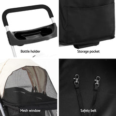 i.Pet Pet Stroller Pram Dog Cat Carrier Cage Large Travel Pushchair Foldable 4 Wheels Pet Care > Dog Supplies PET-STROLLER-92-BW Online Furniture